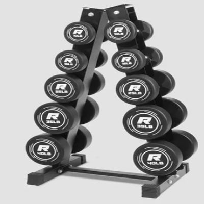 RitFit PVC-Coated Round Dumbbells Set with Rack