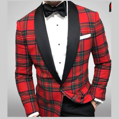 Casual Men's Plaid Suit Jacket