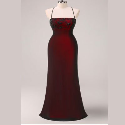 Black Red Spaghetti Straps Mermaid Maxi Dress with Beading