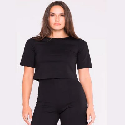 Black Ponte Short Sleeve Top