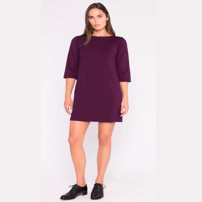 Plum Ponte Knit A-Line Dress
