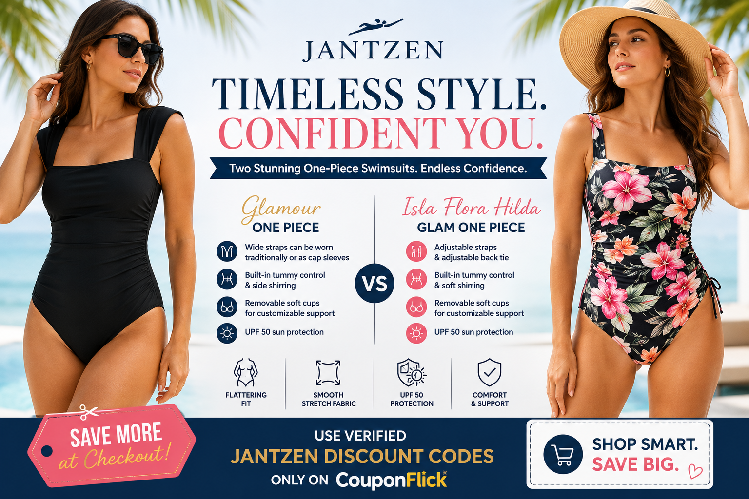 Glamour One Piece vs Isla Flora Hilda Glam One Piece: Which Jantzen Swimsuit Is Right for You?