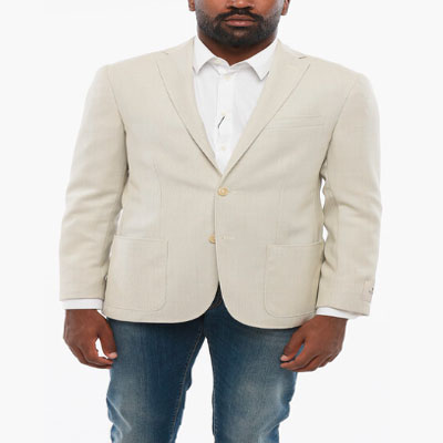 Virgin Wool Side Vents Notch Lapel 2-Button Blazer