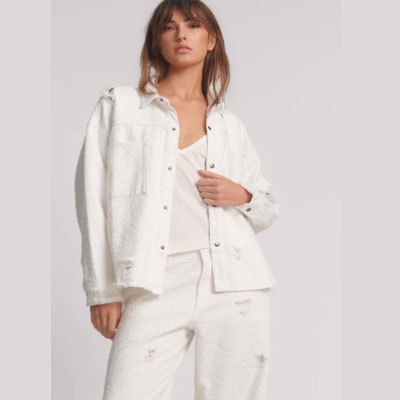 Daria Denim Shacket - Textured White