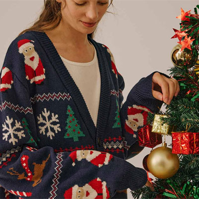 Santa Claus Print Cardigan