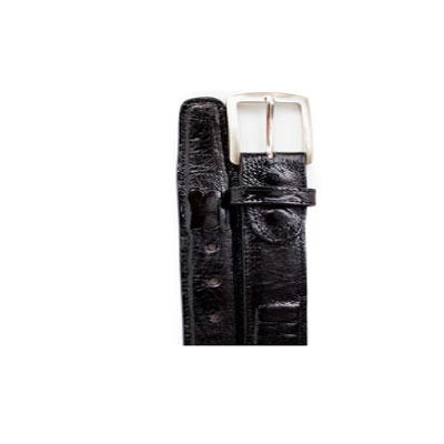 Men's Belvedere Genuine Ostrich Leg Dress Belt in Black