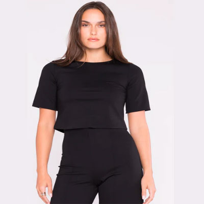 Black Ponte Short Sleeve Top