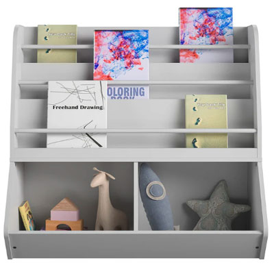 Kids Book and Toy Storage with 3 Shelves and 2 Open Compartments