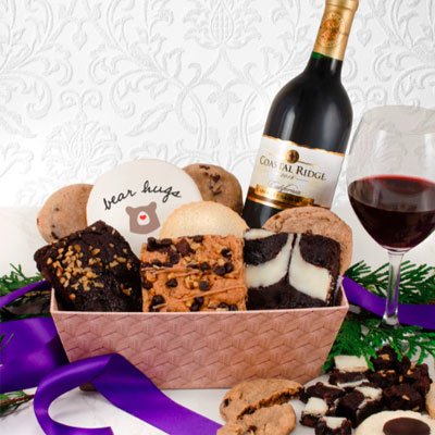 Warmth & Well-Being Red Wine Bakery Comfort Gift Basket